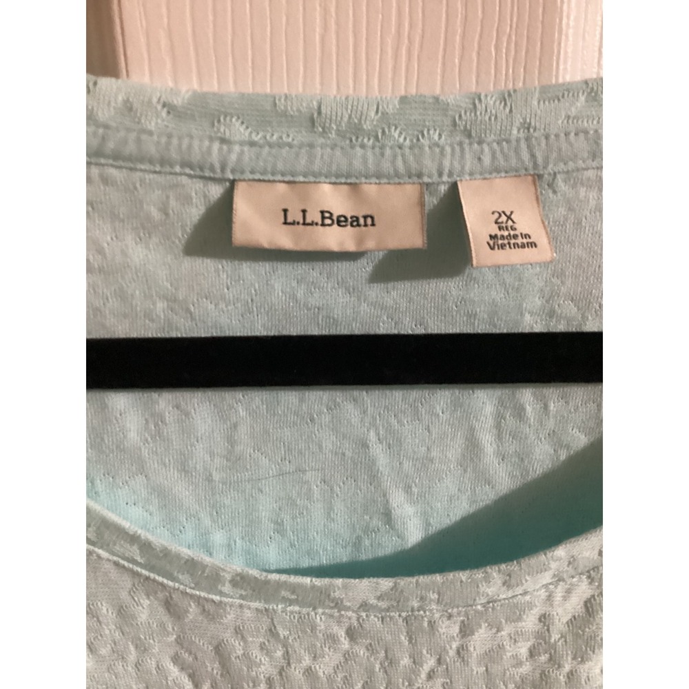 LL Bean Aqua Textured Jersey Tee T Shirt Top Womens 2X Cotton Blend Casual - Picture 3 of 8